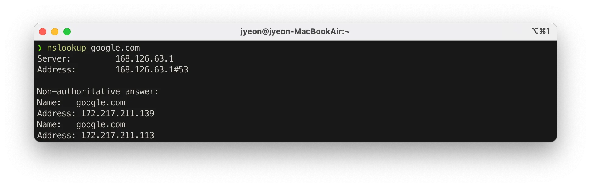 nslookup